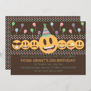 Invitación a fiesta de cumpleaños de Emoji Cuta