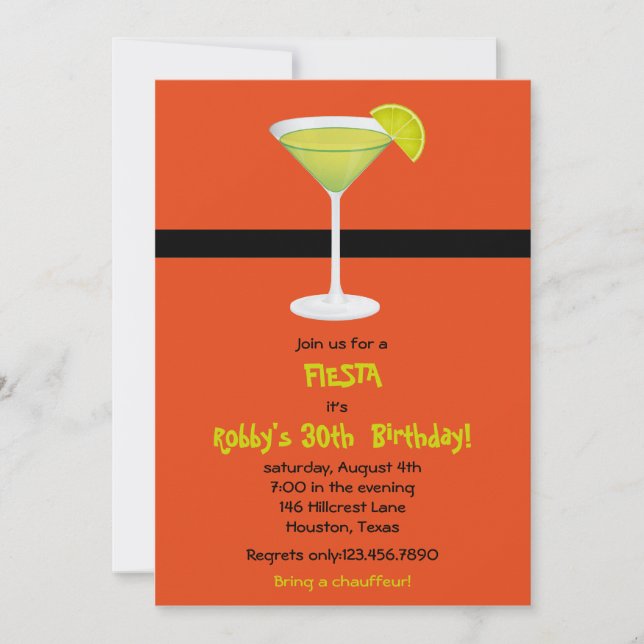 Invitación a fiesta de cumpleaños de Fiesta (Anverso)