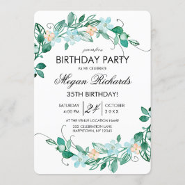 Invitación a fiesta de cumpleaños de floral de Min