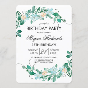 Invitación a fiesta de cumpleaños de floral de Min