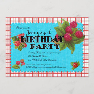 Invitación a fiesta de cumpleaños de frambuesa