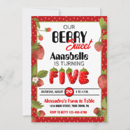 Invitación a fiesta de cumpleaños de fresa