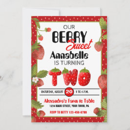 Invitación a fiesta de cumpleaños de fresa