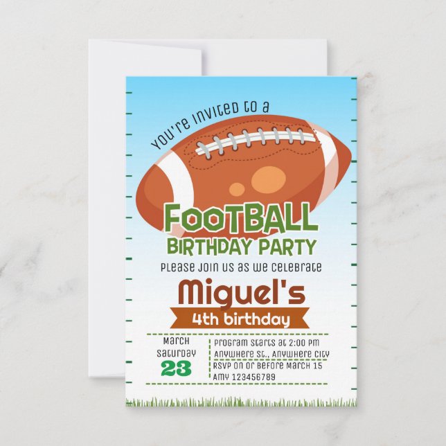 Invitación a Fiesta de Cumpleaños de Fútbol Deport (Anverso)