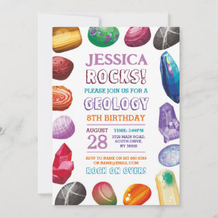 Invitación a fiesta de cumpleaños de geología roca