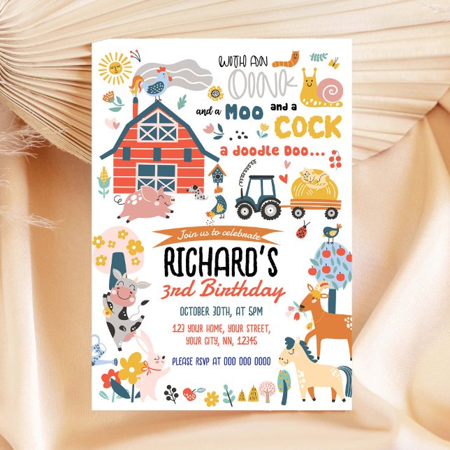 Invitación a fiesta de cumpleaños de granja (Subido por el creador)