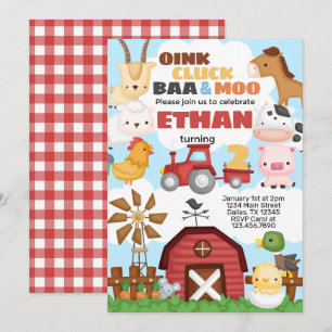 Invitación a fiesta de cumpleaños de granja
