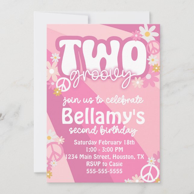 Invitación a fiesta de cumpleaños de Groovy (Anverso)