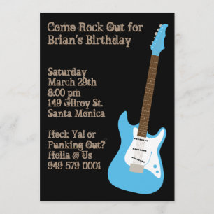 Invitación a fiesta de cumpleaños de guitarra
