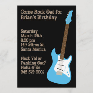 Invitación a fiesta de cumpleaños de guitarra