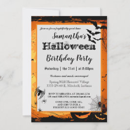 Invitación a fiesta de cumpleaños de Halloween Spo