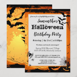 Invitación a fiesta de cumpleaños de Halloween Spo