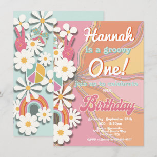 Invitación a fiesta de cumpleaños de Hippie Flower