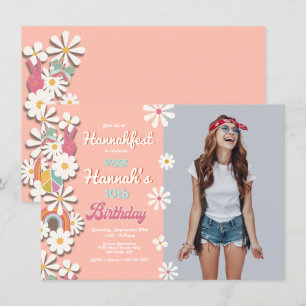 Invitación a fiesta de cumpleaños de Hippie Flower
