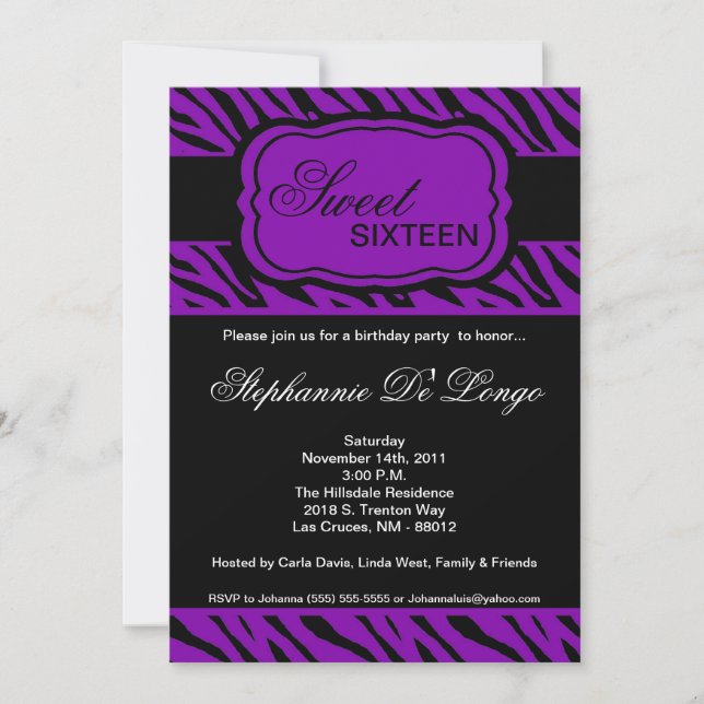 Invitación a fiesta de cumpleaños de impresión de  (Anverso)