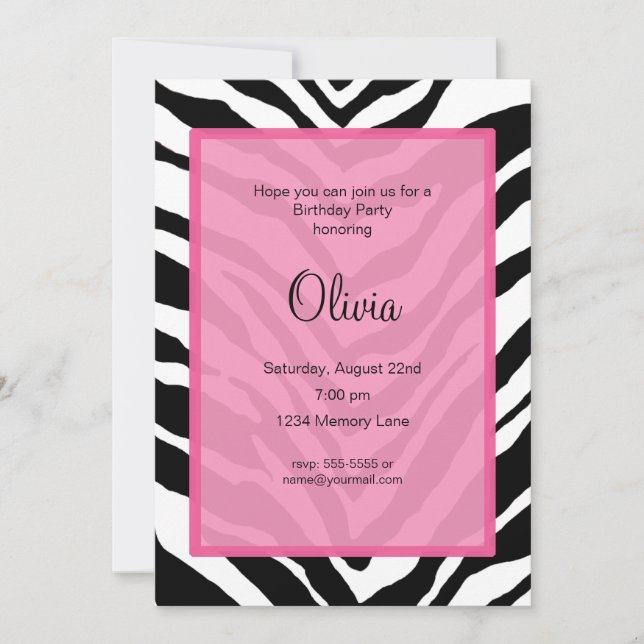 Invitación a fiesta de cumpleaños de impresión de  (Anverso)