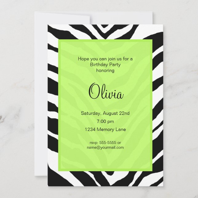 Invitación a fiesta de cumpleaños de impresión de  (Anverso)