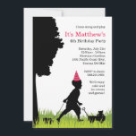 Invitación a fiesta de cumpleaños de Kids Silhouet<br><div class="desc">Invitaciones a fiestas de cumpleaños de niños. Invitación perfecta para cualquier fiesta de cumpleaños al aire libre o al jardín. Presenta la silueta de un niño que lleva un gorra fiesta y un vagón. Hace un gran honor al cumpleaños de su hijo que usted puede tener en los años venideros....</div>