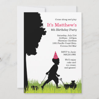 Invitación a fiesta de cumpleaños de Kids Silhouet