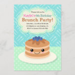 Invitación a fiesta de cumpleaños de Kids Yummy Br<br><div class="desc">El brunch es la mejor comida del día. Celebra un fiesta de brunch de cumpleaños con esta adorable invitación que incluye una bonita pancake con fondo azul y verde.</div>