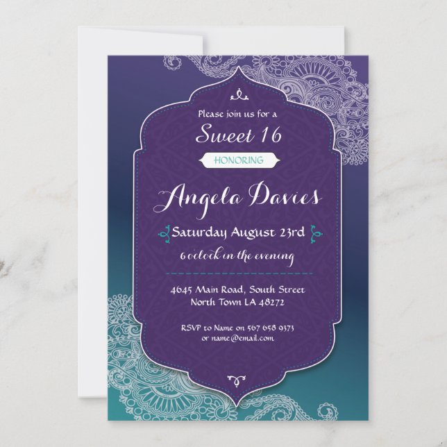 Invitación a fiesta de cumpleaños de la joya estil (Anverso)