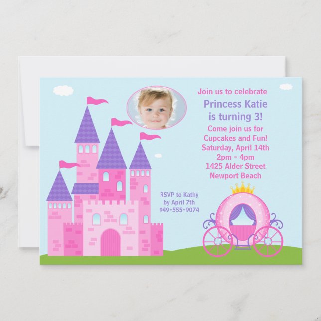 Invitación a fiesta de cumpleaños de la princesa (Anverso)