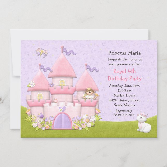 Invitación a fiesta de cumpleaños de la princesa (Anverso)