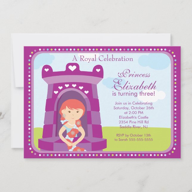 Invitación a fiesta de cumpleaños de la princesa (Anverso)