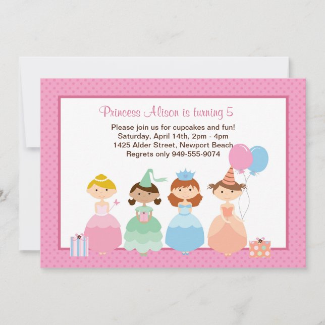 Invitación a fiesta de cumpleaños de la princesa (Anverso)