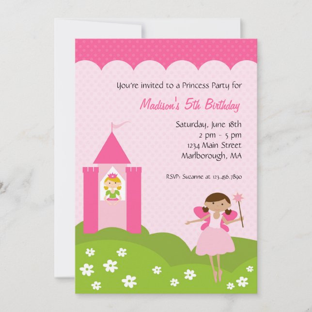 Invitación a fiesta de cumpleaños de la princesa (Anverso)