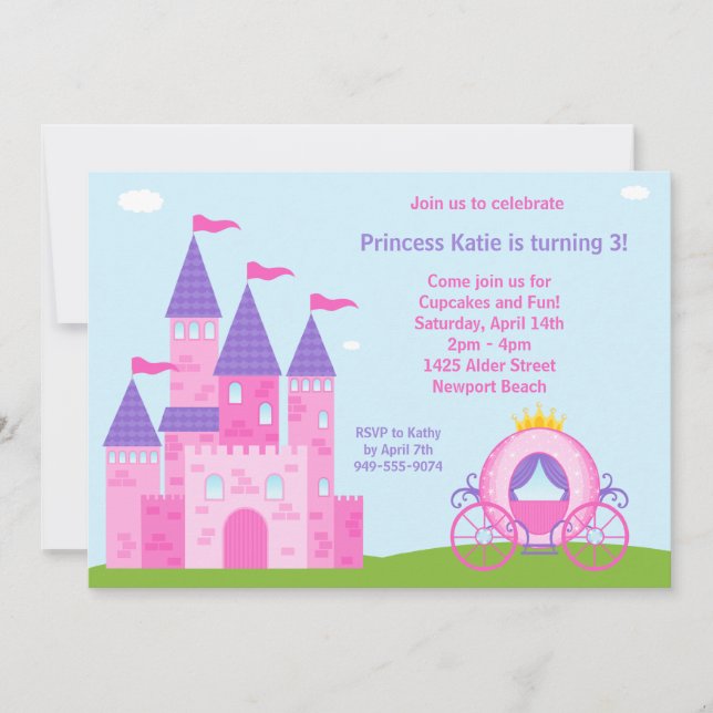 Invitación a fiesta de cumpleaños de la princesa (Anverso)