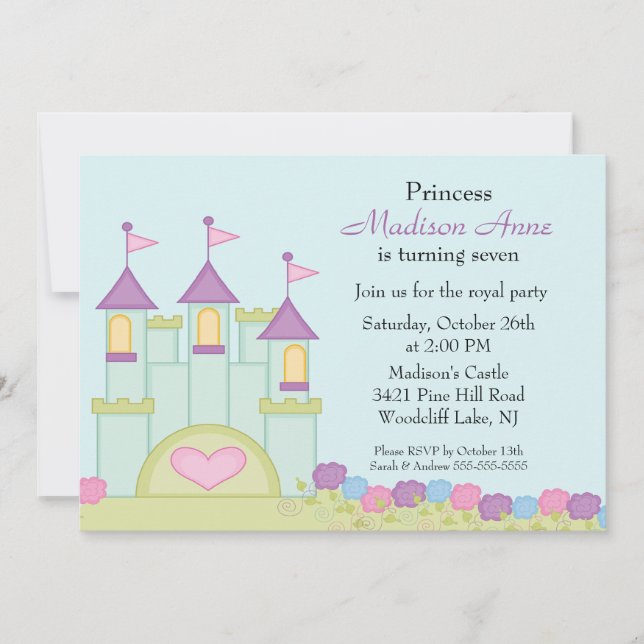Invitación a fiesta de cumpleaños de la princesa (Anverso)
