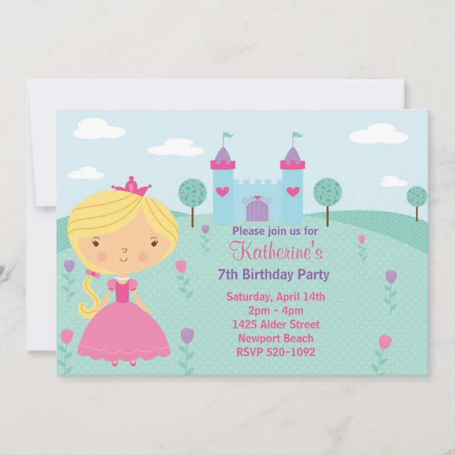 Invitación a fiesta de cumpleaños de la princesa (Anverso)