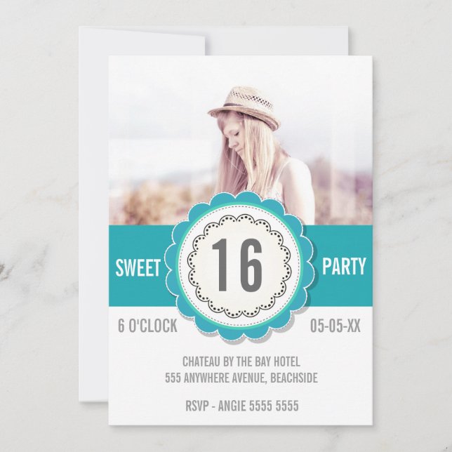 Invitación a fiesta de cumpleaños de la Verde azul (Anverso)