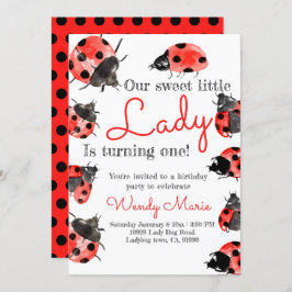 Invitación a fiesta de cumpleaños de Lady bug