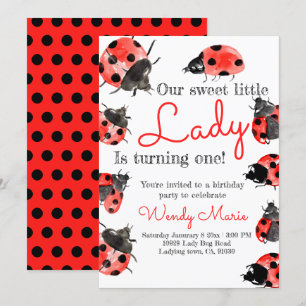 Invitación a fiesta de cumpleaños de Lady bug