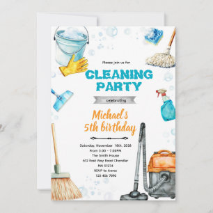invitación a fiesta de cumpleaños de limpieza