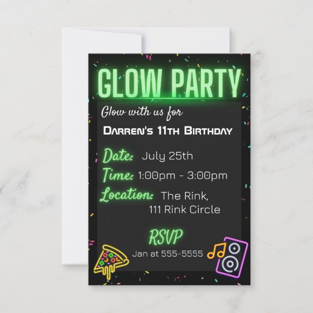 Invitación a fiesta de cumpleaños de los niños de  (Anverso)