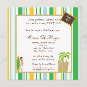 Invitación a fiesta de cumpleaños de Luau 5x5