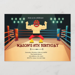 Invitación a fiesta de cumpleaños de lucha libre d