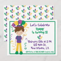 Invitación a fiesta de cumpleaños de Mardi Gras pa