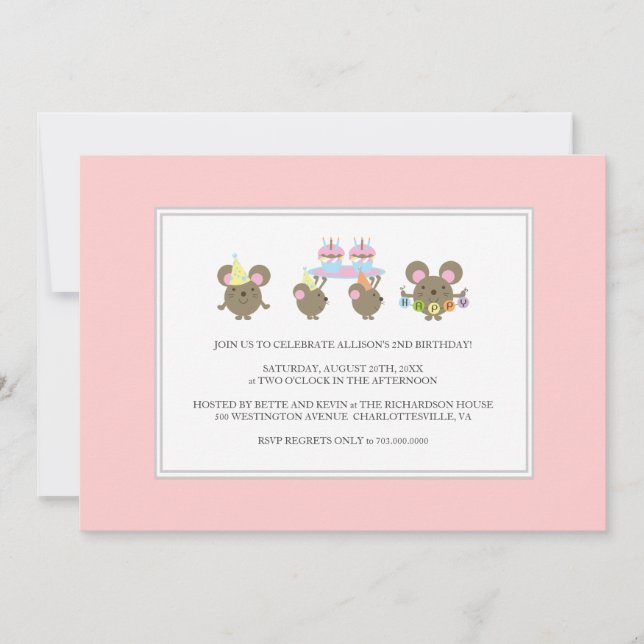 Invitación a fiesta de cumpleaños de Mini Mouse (Anverso)