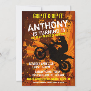 Invitación a fiesta de cumpleaños de Motocross Dir