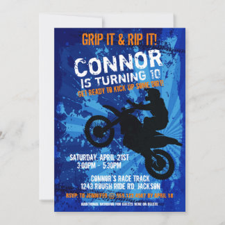 Invitación a fiesta de cumpleaños de Motocross Dir