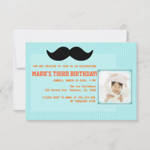 Invitación a fiesta de cumpleaños de Mustache