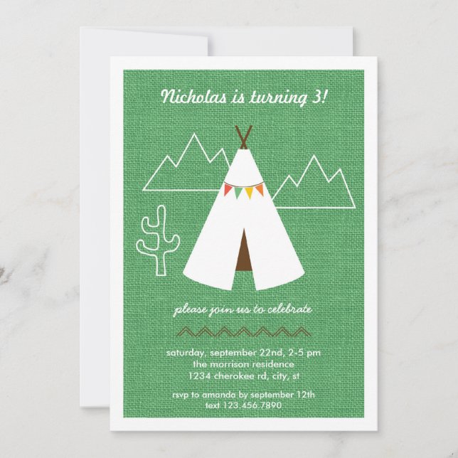 Invitación a fiesta de cumpleaños de nativos estad (Anverso)