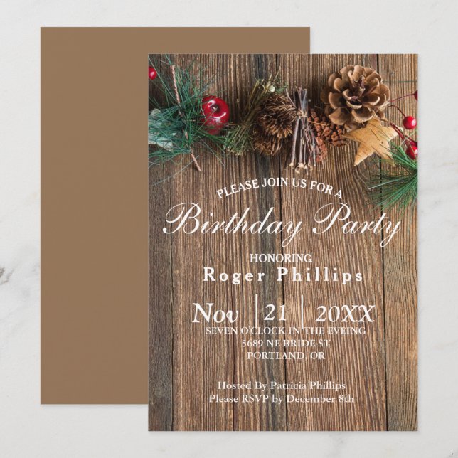 Invitación a fiesta de cumpleaños de Navidades de  (Anverso / Reverso)