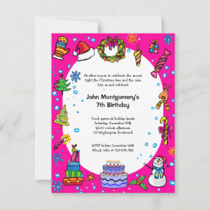 Invitación a fiesta de cumpleaños de Navidades ros