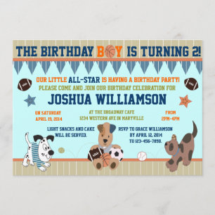 Invitación a fiesta de cumpleaños de niño cachorro