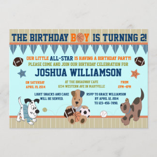 Invitación a fiesta de cumpleaños de niño cachorro